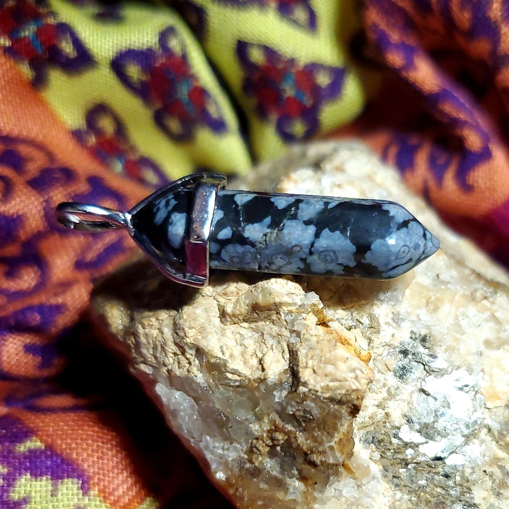 Natural Gemstone Pendant - Snowflake Obsidian